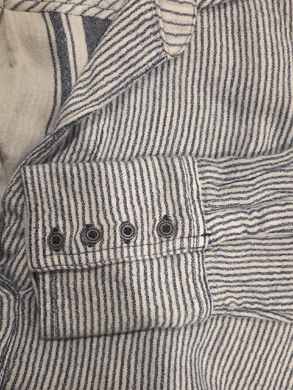 Free People Blue & White Striped Lightweight Button-Front Tunic - Picture 3 of 5